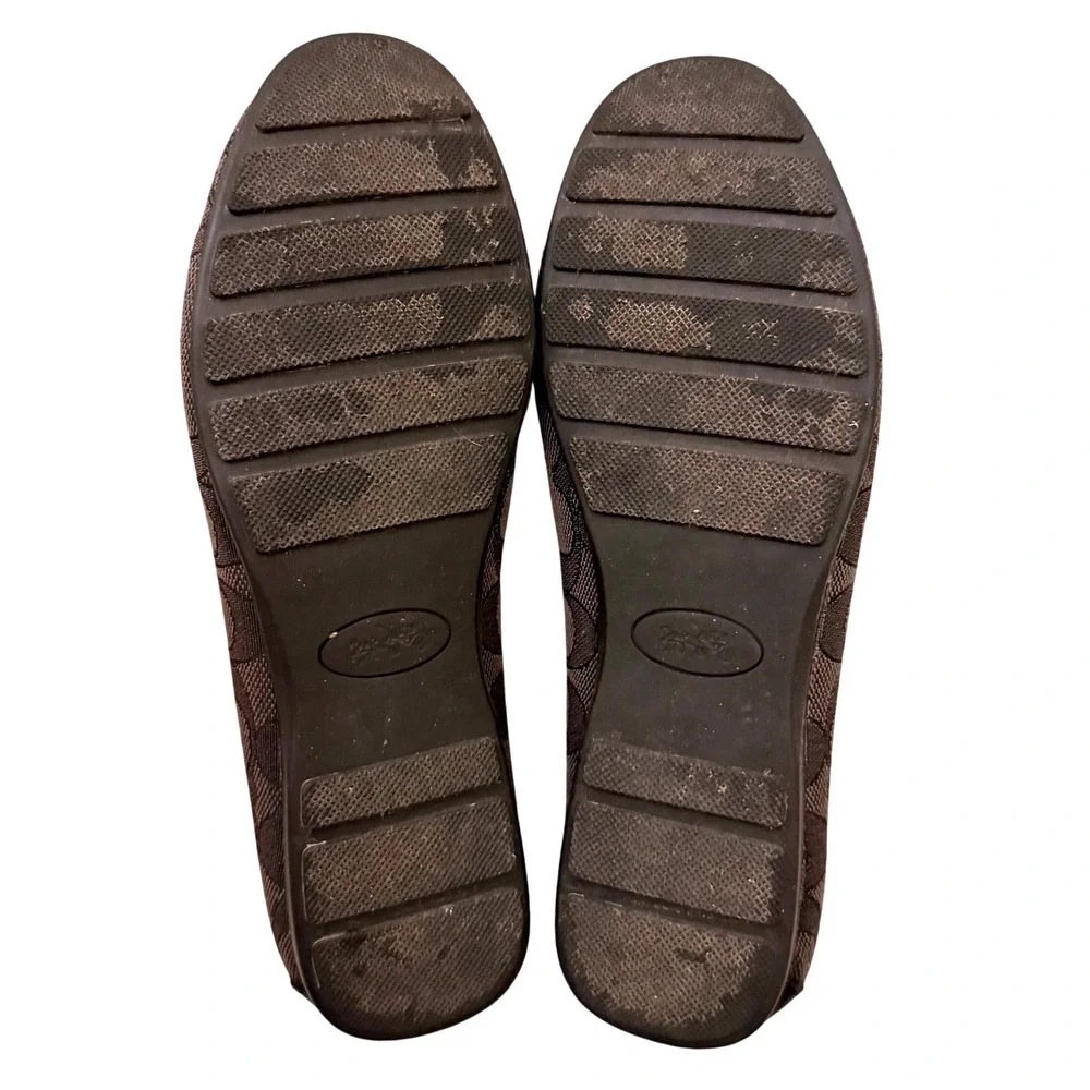 Coach Olive Signature C Monogram Loafers Brown Canvas‎ Driving Shoes Womens 6.5B